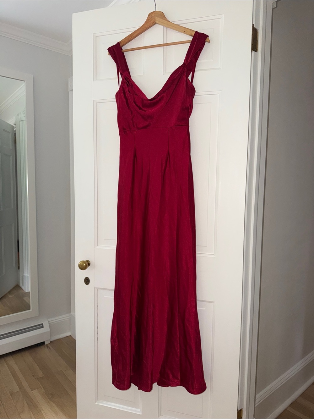 Runaway the label Burgundy Satin Maxi Dress